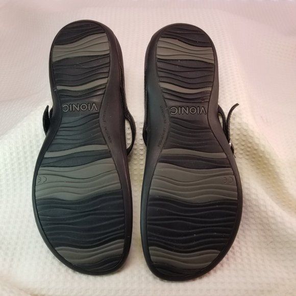 Vionic Women's Karina OrthaHeel Flip Flop Thong Sandals Black Silver Ring Size 7 - Picture 4 of 6